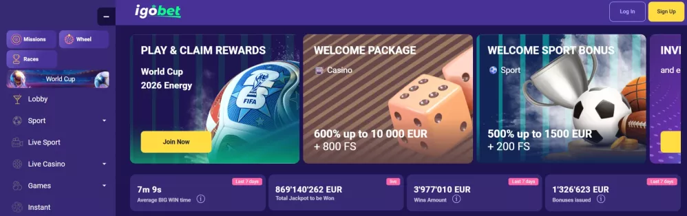 Igobet Casino Nederland – Claim 100% tot €350 + 75 Gratis Spins welkomstbonus